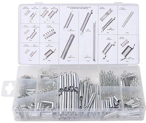 Fhioevt 200 pezzi Molle a Compressione Assortimenti a Molla Compressione Molla Assortimento Estensione Della Tensione di Compressione in Acciaio Zincato con Scatola (20 dimensioni)