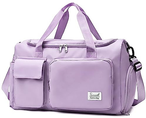 Suruid Sporttasche mit Schuhfach und getrennter Tasche für Männer und Frauen, Übernachtung, Wochenendtraining, Handtasche, Yogatasche, Violett, 17.72 x 8.66 x 11.42 inches, Für Reisen