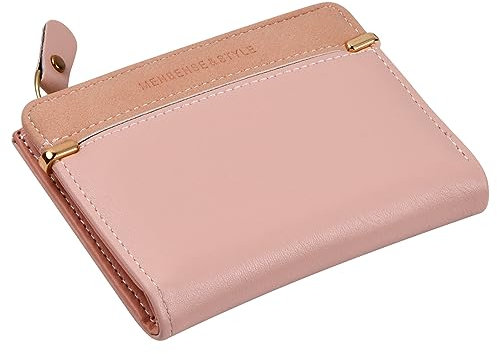 Wisebom Portafoglio Donna in Pelle Sintetica Portafoglio Piccolo Donna, Borsetta Portamonete Sottile con Cerniera e Tanti Scomparti, Pochette Portafogli (Rosa)