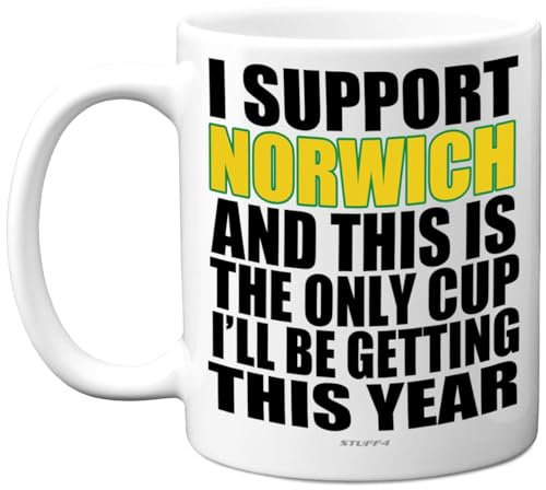 Funny Football Mug Gift for Norwich Fans - Footy Only Cup - Joke Xmas Birthday Mugs Present Gifts for Son Dad Brother Uncle Colleague Friend Cousin, 11oz Ceramic Dishwasher Safe Coffee Tea Cup