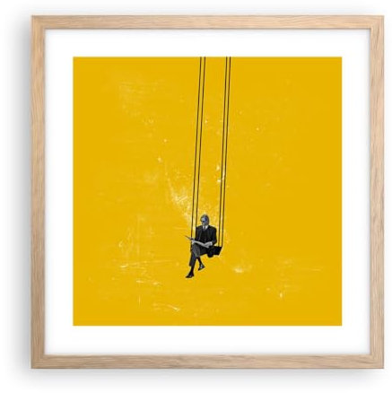 Poster Rahmen helle Eiche Moderne Kunst Schwingen Mann Deko 40x40cm Wandposter Wandbilder Dekoration Wohnzimmer Schlafzimmer Küche Wanddeko Bild Wand Kunstdruck Modern Wall Art P2NAC40x40-5599