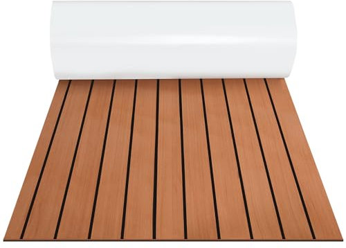Jopassy Bodenbelag für Boote Selbstklebend 240x90cm, DIY Floor Decking, Teakholz Eva Schaum rutschfeste Matte, Deck Bodenbelag Matte für Schiffsdecks Schnellboote Yachten