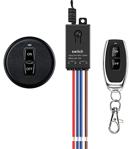 Meskliu Funk Relais 230V,Mini Funkschalter mit Fernbedienung,AC 220V/230V/240V 10A Funk Relais Wandschalter mit 328ft Long Range für Haushaltsgeräte, Deckenleuchten,Wasserpumpe,Elektrogeräte.
