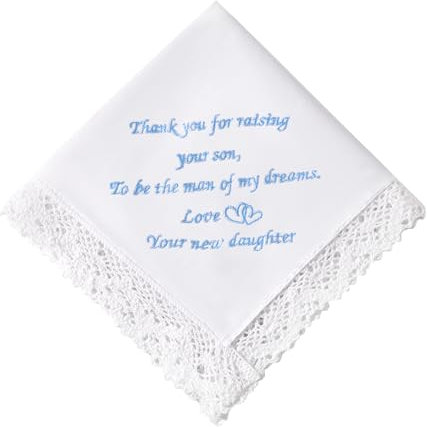 HOULIFE Hochzeitstaschentuch aus bestickter Spitze 60s Baumwolle weiße Taschentücher personalisiertes Stickerei-Taschentuch für Braut Bräutigam Hochzeitstag Geschenk 32 x 32 cm