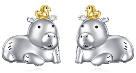 HOOHWE 925 Sterling Silber Ohrstecker für Damen Katze/Otter Ohrstecker Hypoallergene Tier Schmuck Geschenk für Mädchen Kinder Damen Frauen