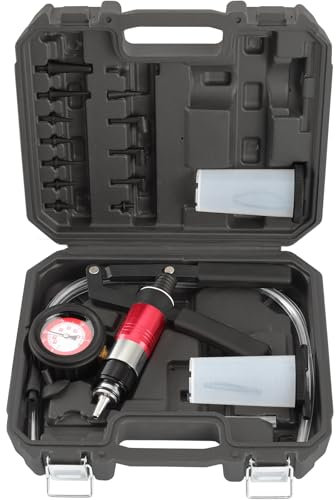 TECPO Vakuumpumpe Bremsenentlüfter Werkzeug Unterdruckpumpe + Bremsflüssigkeit DOT4, 5 Liter