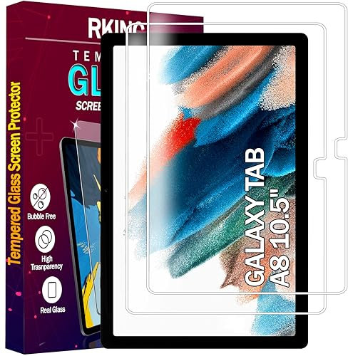 RKINC Verre Trempé [Lot de 2] pour Samsung Galaxy Tab A8 10,5 Pouces SM-X200/X205, Film Protection écran, Dureté 9H 0,33 mm HD Glass [sans Bulles d'air][Résistant aux rayures][Garantie à vie]