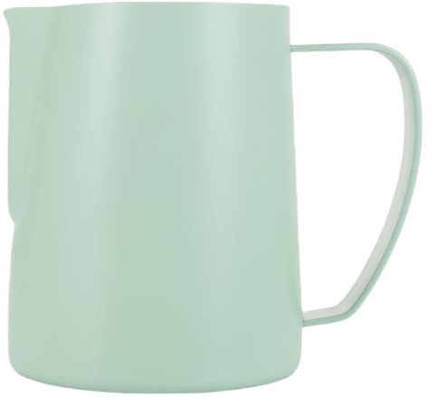 Dianoo Jarra de espuma de leche, jarra de acero inoxidable de 600 ml, taza espumadora de leche para café capuchino con escala de medición, color verde