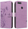 XFDSFDL® Custodia protettiva per Huawei P Smart FIG-LX1/LX2/LX3 (5,65 pollici), in pelle PU, motivo mandorlo, con supporto, cordino, a portafoglio, in rilievo, colore: viola