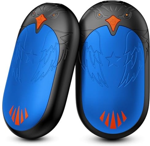 Handwärmer Wiederaufladbar 2 Pack, Elektrische Tragbare Taschenwärmer 2 in 1 händewärmer mit 3 Heizmodi 24 Stunden Lang Anhaltende Wärme, Wiederverwendbar Handwärmer USB für Outdoor im Winter - Blau