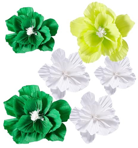 NQEUEPN 6stk Papierblumen Deko, Papierblumen-Dekorationen für Die Wand Apapierblumen Künstliche Blumen Seidenpapier Blumen Deko Abschlussfeiern Jubiläen(Grün, Hellgrün, Weiß)
