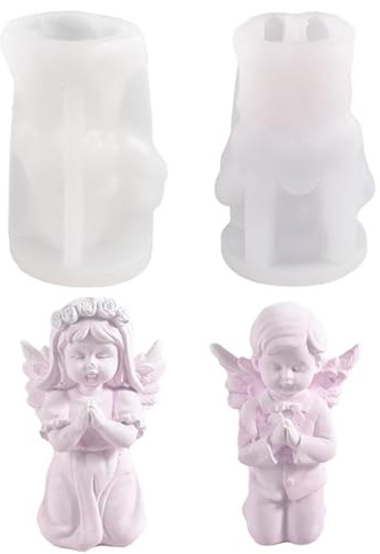 Kerzen Silikonform, Betender Engel Junge Mädchen Silikon Kerzenform, Kerzenform zum Gießen, Silikonformen Gießformen für Kerzen Sojawachs Duftkerze Fondant Kuchen Seife Epoxidharz Bastel Ornamente