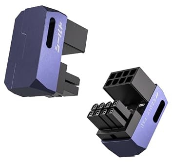 EZDIY-FAB Shield Series 8-Pin PCIe GPU Power Adapter,180-Grad U-Turn Abgewinkelter Anschluss,Aluminium Design für Grafikkarten-Standard Typ,Lila-2 Pack