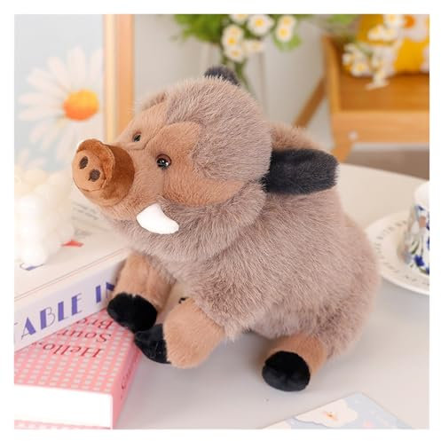 TOPLITHE Simulation Wildschwein Plüsch, 30Cm Süßes Wildschwein Kuscheltier Weiches Schwein Plüschtier Geschenk for Kinder Jungen Mädchen(Gray)