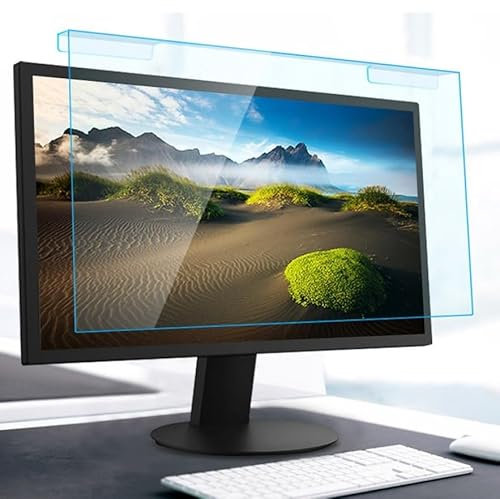 Hanging Filtro Anti Luce Blu per 12″-27″ Monitor,Filtro Antiriflesso Protezione per Gli Occhi,Pellicola Protettiva Schermo per Desktop Computer/Monitor,Blocca Luce Blu&UV,Filtro Rimovibile Easy On/Off