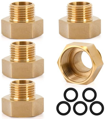 Kayqbonke 5 Stück Reduzierung 3/4 auf 1/2, AG/IG Reduzierverlängerung, Reduzierverlängerung G1/2 Außen(Ø20,3mm) X G3/4 Innen(Ø24mm), Reduzierstück für Die Umwandlung von Rohrverbindungen