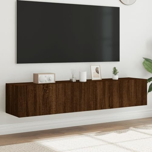 FENLAX Wandschrank Wohnzimmer 2 STK. Braun Eichen-Optik 80x35x31 cm Holzwerkstoff 2 Fächer Vielseitiger Schrank Arbeitszimmer Badezimmer Trendigen Design Bücherschrank TV-Schrank Hängeschrank