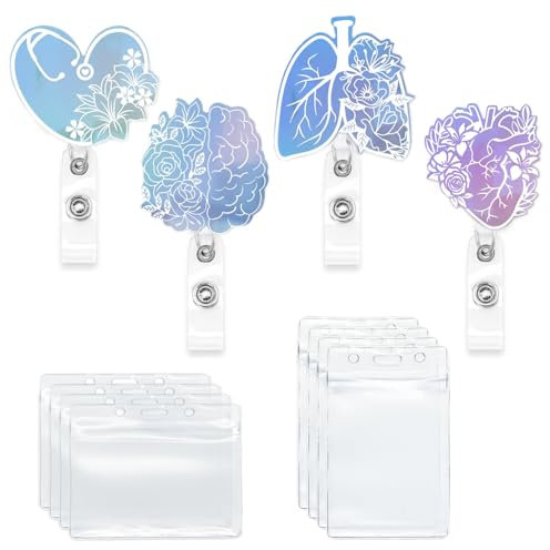 Hugwish 12 pcs porte badge enrouleur infirmiere rétractables avec Clip pour médecins et professionnels de la santé, badge aide soignante personnalisé, porte carte infirmiere, tour de cou infirmiere
