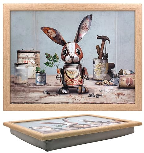Lesser & Pavey Bug Art Scrap Rabbit Laptray With Bean Bag for Serving Dishes | Lovely Lap Trays for Eating on Lap for Dinner or Breatfast | Newly Designed Food Trays for Lap