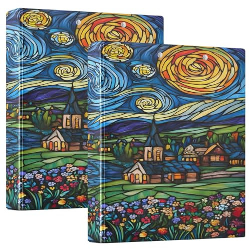 Glass Design Starry Blue Binder Notizbuch, 1 Packung Drei-Ring-Ordner, großer Ordner