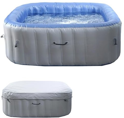 Mendler Whirlpool HWC-N97 eckig 198cm, grau-blau | Ersatz-Pool, 6 Personen, In-/Outdoor aufblasbar, PVC laminiert