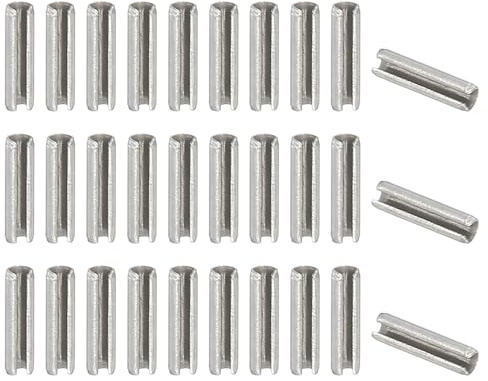 PATIKIL Slotted Spring Pin, 50 Pcs 5/64 x 5/16 (2.2mm x 8mm) 304 Stainless Steel Split Roll Pins Spring Dowel for Home Improvement Automotive Machine Repair, Silver