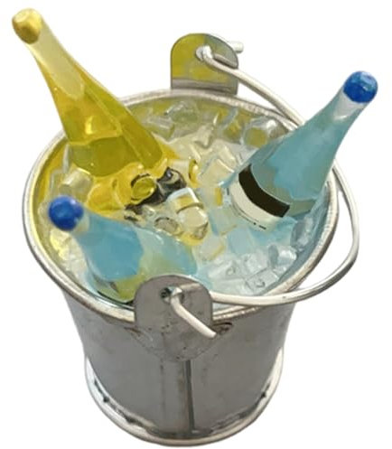 Latebebebe Miniature Things, Small Trinkets with Ice Bucket, Creative Fridge Magnets, Realistic Mini Bottle for Home, Bar, Store, Wine Small Trinkets