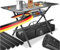 KESSER Table de camping pliable avec cadre en aluminium - Plateau de table enroulable - Hauteur réglable de 145 cm x 70 cm - Jusqu'à 100 kg - Avec sac de transport avec dragonne et sac en filet - Noir