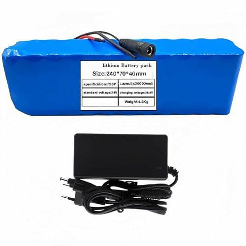 HTDRE 24 V 20 Ah E-Bike-Akku, 24 V 20 Ah Elektrofahrrad-Akku, Lithium-Li-Ionen-Akku mit Ladegerät mit BMS-Schutzplatine, für 500 W 400 W 350 W 200 W 100 W Motor XT60