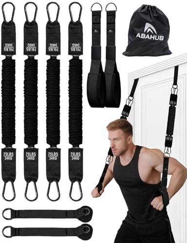 Abahub Trizeps Band Set Tricep Pull Down Fitnessband für Zuhause | mit Türanker Bicep Band Einstellbares Gewicht Armtraining & Kraftübungen, Inkl. Griffe & Tragetasche, Ideal für Anfänger