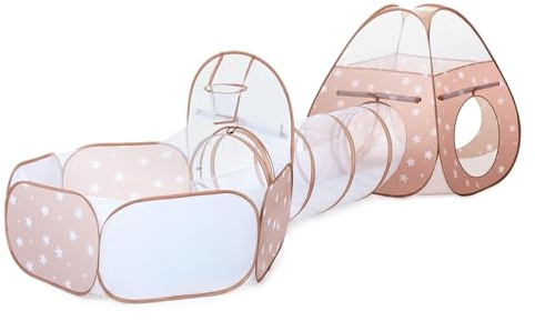 Sumbababy Tienda de Campaña Infantil: 3-en-1 Pop-up Tienda de Juego Túnel de Juego Infantil Piscina de Bolas Bebé - Gran Casita Infantil para Niños Interior Niñas y Exterior
