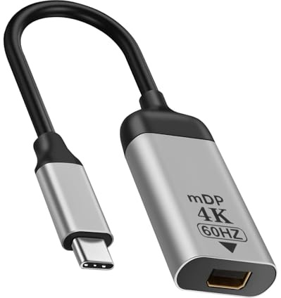 Voltvera USB C auf Mini DP Displayport Adapter 4 K @ 60 Hz Mini Displayport Buchse auf Typ C männlich Kabel Adapter Konverter Audio Video kurz für iPhone MacBook Tablet Telefon Bildschirm Projektor