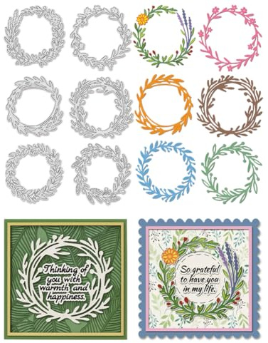 UNICRAFTALE 6Stk Stanzformen mit Kranzmotiv Kartenherstellung Scrapbooking | Kohlenstoffstahl,Wiederverwendbar,Präziser Schnitt,Edelstahlfarbe,80-90mm,kompatibel Stanzmaschinen,Prägeschablone Vorlage