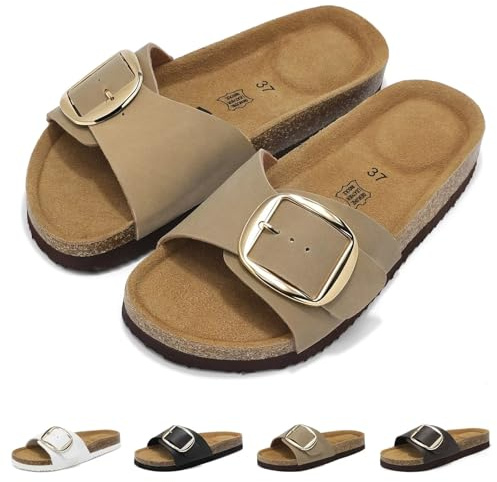 Wizshoe Sandalias Mujer Chanclas Mujer Sandalias Hebillas Beige 41EU