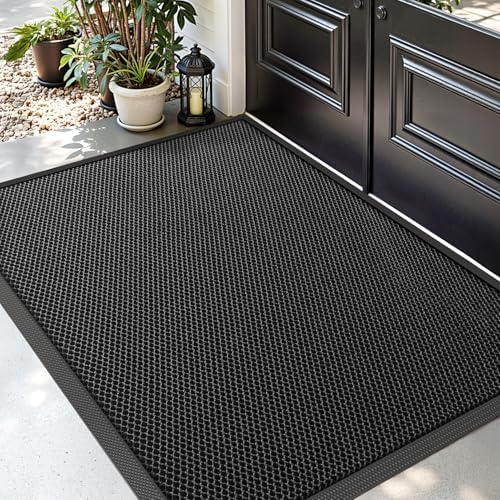 DEXI Fußmatte außen 120 x 180 cm, rutschfeste Schmutzfangmatte, Schwarz | langlebig Fußabtreter Außenbereich, robust Fussmatte Aussen, wasserdichte Türmatte für den Eingang, Haustür & Flur