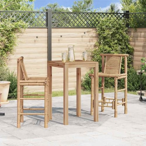 Hoopleep Bambus Barhocker Set, 2 Stück, 53x45x102 cm, 70 cm Sitzhöhe, Robuste Rückenlehne, Wetterbeständig für Küche, Theke, Insel, Außenbereich, Natürliches Holz Design