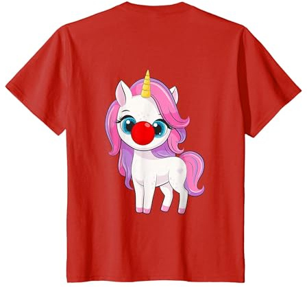 Retro Red Cute Unicorn Nose Funny Day Kid 2024 Print On Back T-Shirt, Youth, Red, X-Small