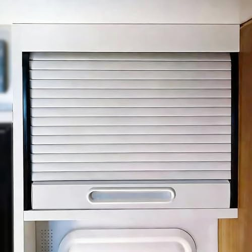 Vibeo Porte Accordéon Interieur Portes D'armoire Enroulables avec Rail Noir, Kit de Petite Porte Coulissante à Tambour, Ensemble de Portes Coulissantes pour Placard en Plastique(75x45cm(29.5x17.7in))