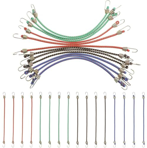 Akfldms Kleine Bungee-Seile mit Haken 12er-Pack 10 Mehrfarbige Gummi-Bungee-Gurte für Fahrradträger, Hängend, Outdoor-Zelt