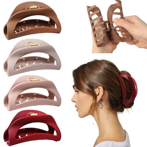 4 Stück Weiche Silikon Haarklammer,Flexibel Rutschfest Haarspangen Damen,10.5cm Unzerbrechliche Silikon Hair Claw Clip,Großer Halt Haarklammern für Frauen Mädchen Feines Dichtes Lockiges