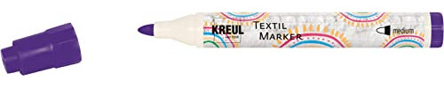 KREUL 90769 - Textil Marker medium, violett, mit großer unempfindlicher Faserspitze, Strichstärke circa 2 bis 4 mm, Stoffmalstift für helle Stoffe und Textilien, waschecht nach Fixierung