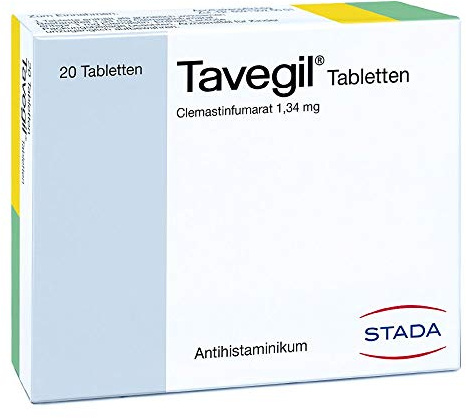 Tavegil Antihistaminikum Tabletten bei Allergien, 20 Stück | Wirkstoff Clemastin-fumarat, 20 Tabletten, apothekenpflichtig, teilbare Tablette, ab 6 Jahren