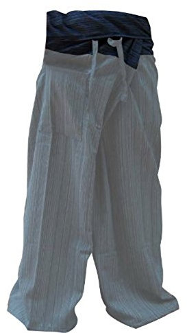 2 Tone Thai Fisherman Pants Yoga Trousers Free Size Cotton Black and Gray