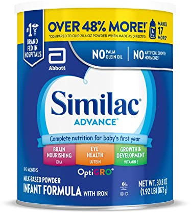 Similac Advance Infant Formula With Iron, Baby Formula Powder, 30.8-oz Value Can