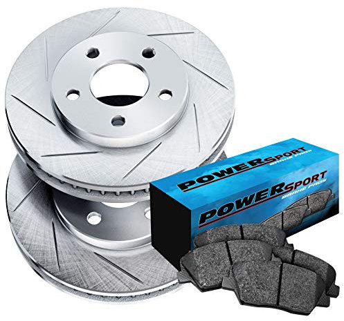 PowerSport Front Brakes and Rotors Kit |Front Brake Pads| Brake Rotors and Pads| Semi Metallic Brake Pads and Rotors |fits 1994-1999 Land Rover Discovery