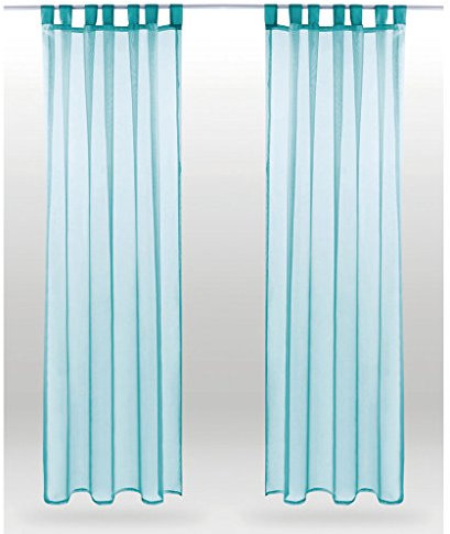 Bestlivings Schlaufenschal Noella, transparenter Dekoschal Voile b 140x l 245 cm 2er Pack, Wohnaccessoire in vielen erhältlich (türkis - Aqua/ohne Raffhalter)