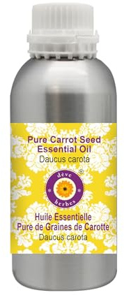 Deve Herbes Pure Carrot Seed Essential Oil (Daucus carota) Non-Sticky | Non-Greasy | Earthy Woody Aroma | for Aromatherapy, Skin Care, Massage & Blends 630ml