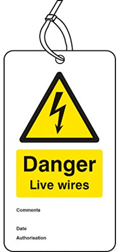 Caledonia Signs 55062 Danger Live Wires Double Sided Safety Tags (Pack of 10)