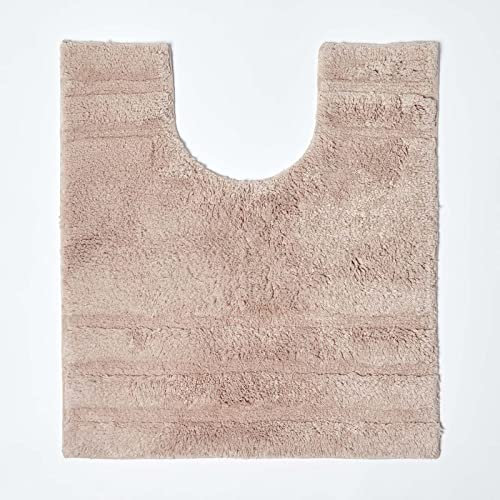 HOMESCAPES Tapis de bain antidérapant 50 x 55 cm, Tapis contour WC en pur coton ultra doux, Couleur Beige