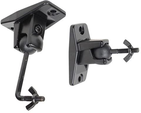VideoSecu One Pair Black Univaersal Satellite Speaker Mount Bracket for Wall and Ceiling, fits Keyhole and thread hole with 1/4 20 threads, 4mm and 5mm 1ST by VideoSecu